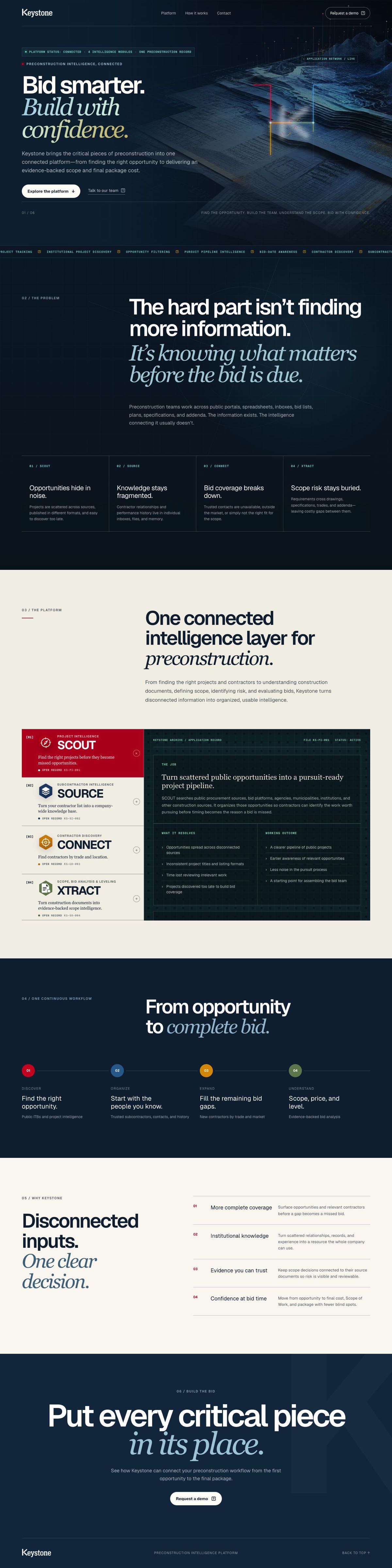 Keystone homepage, full length
