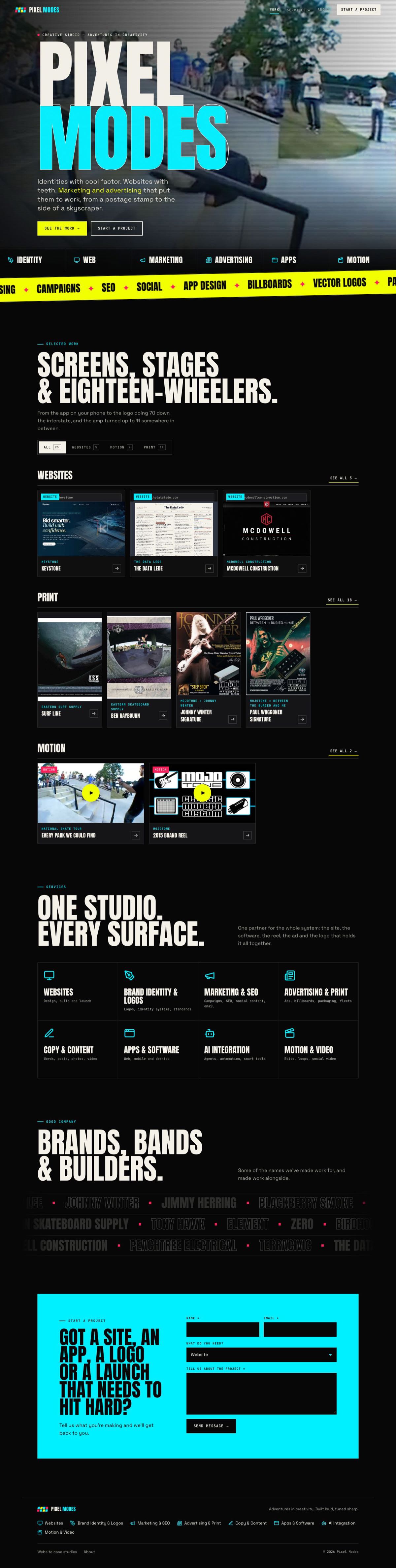Pixel Modes homepage, full length